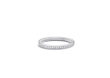Rhodium Plated CZ Studded Womens Twisted Band Ring